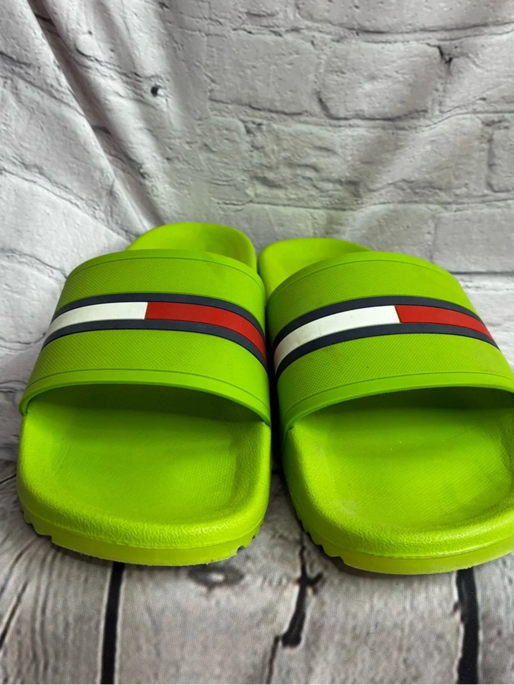 Tommy Hilfiger Men's Tmredder Green Summer Slide Sandal Pool Shoes Sz 13 GUC HTF
